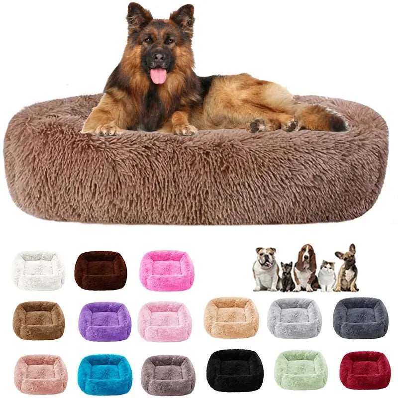 Beige Pink Fluffy Dog Sofa Bed Square Pet Beds Cat Mat Plush Dogs House Indoor Winter Warm Pet Sleeping Kennel For Small Medium Large Dogs