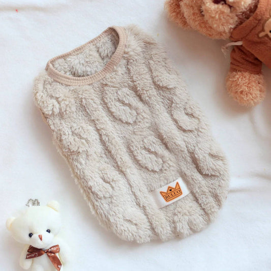 Beige Soft Cozy Autumn Winter Warm Fleece Dog Cat Sweaters