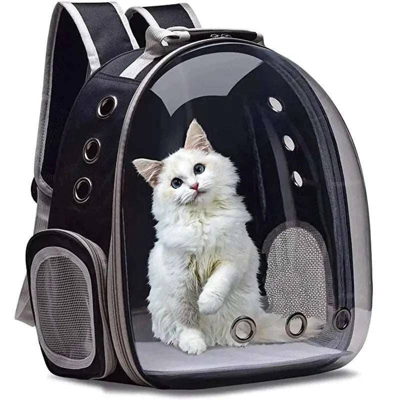 Black Pet Carrier Backpack Transparent Capsule Bubble Backpack Small Animal Puppy Kitten Breathable Carrier for Travel