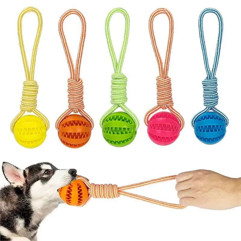 Green Ball Hemp Rope Toys Treat Interactive Rubber Leaking Balls for Small Dogs Chewing Bite Resistant Pet Tooth Cleaning