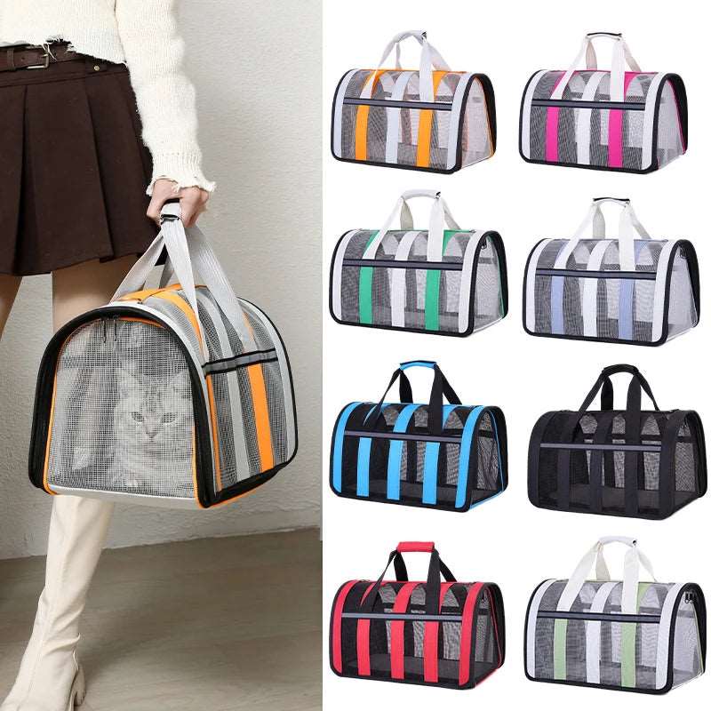 Red Pet Carrying Bag Large Capacity Portable Breathable Shoulder Bag For Outdoor Use Suitable For All Seasons