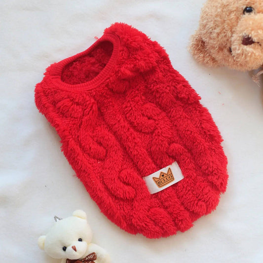 Red Soft Cozy Autumn Winter Warm Fleece Dog Cat Sweaters