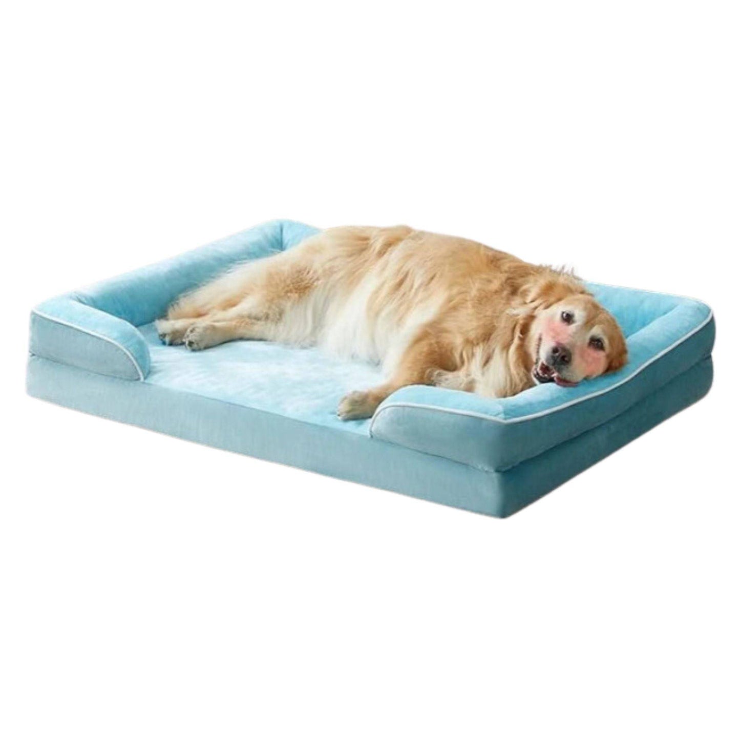 Turquoise Extra Large Bolster Dog Bed with Waterproof Lining & Non-Skid Bottom, Washable, Orthopedic Egg Foam Couch, XL 42"x 30"x 7"
