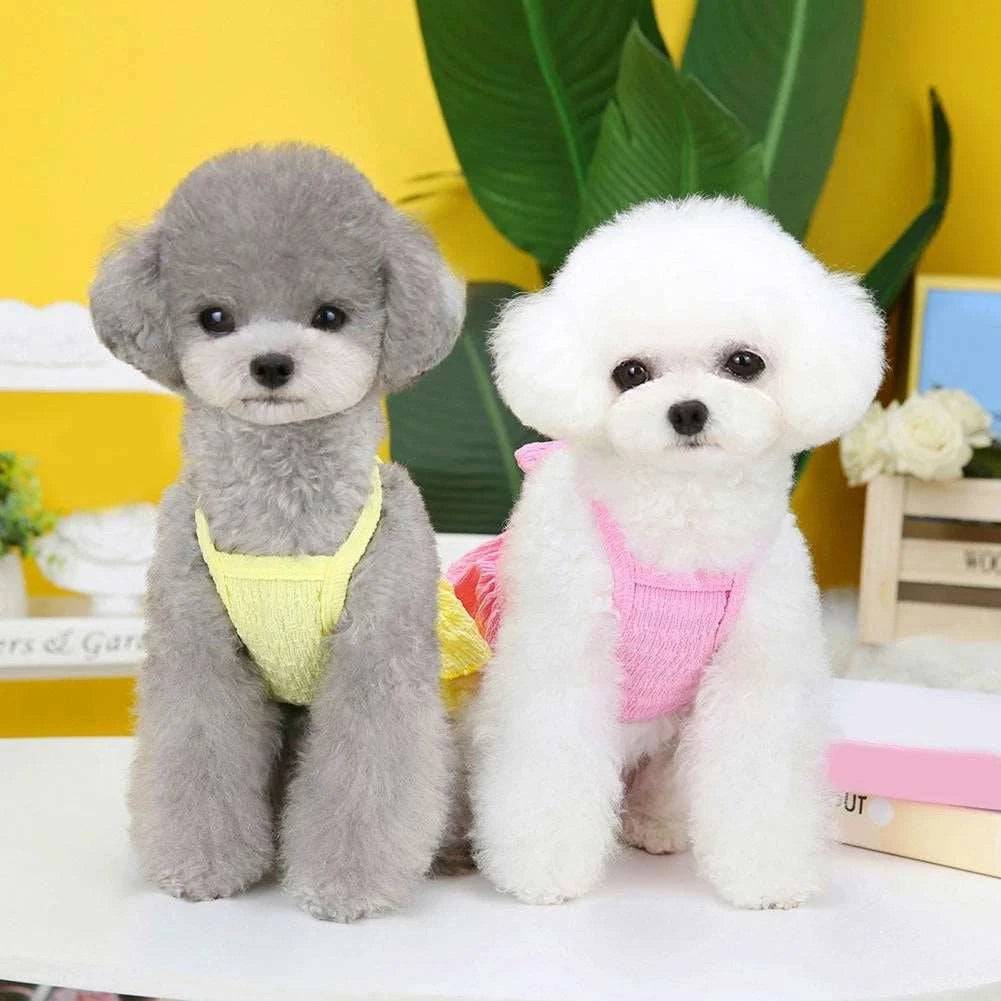 Yellow Pet Clothes Summer Thin Style Dog Dress Skirt Small Clothing Puppy Dress Doggy Costume