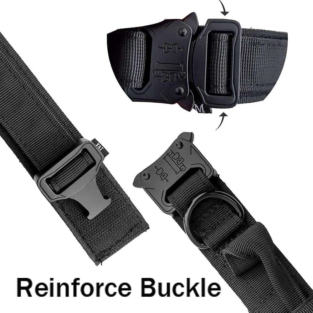 Black Durable Tactical Dog Collar Leash Set Military Pet Collars Heavy Duty For Dogs Training Accessories