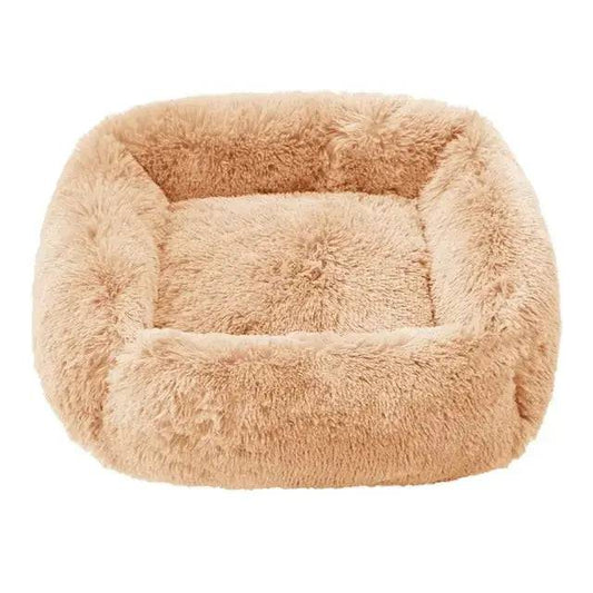 Apricot Fluffy Dog Sofa Bed Square Pet Beds Cat Mat Plush Dogs House Indoor Winter Warm Pet Sleeping Kennel For Small Medium Large Dogs