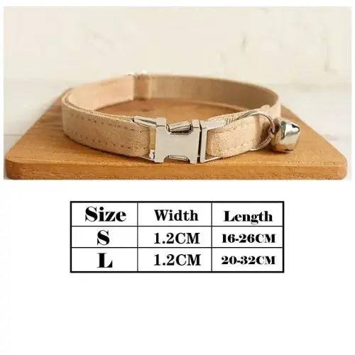 Beige Cat Small Dog Collar with Bell Personalized Engraving ID Tag Nameplate Kitten Collars Necklace Small Dogs Puppy Bulldog Chihuahua Yorshire