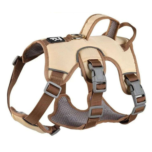 Beige Reflective Adjustable Dog Harness No Pull Design