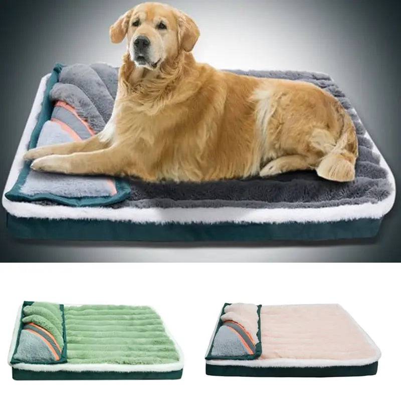 Beige Dog Sleeping Pad Bed With Pillow Soft And Comfortable Warm Removable And Machine Washable