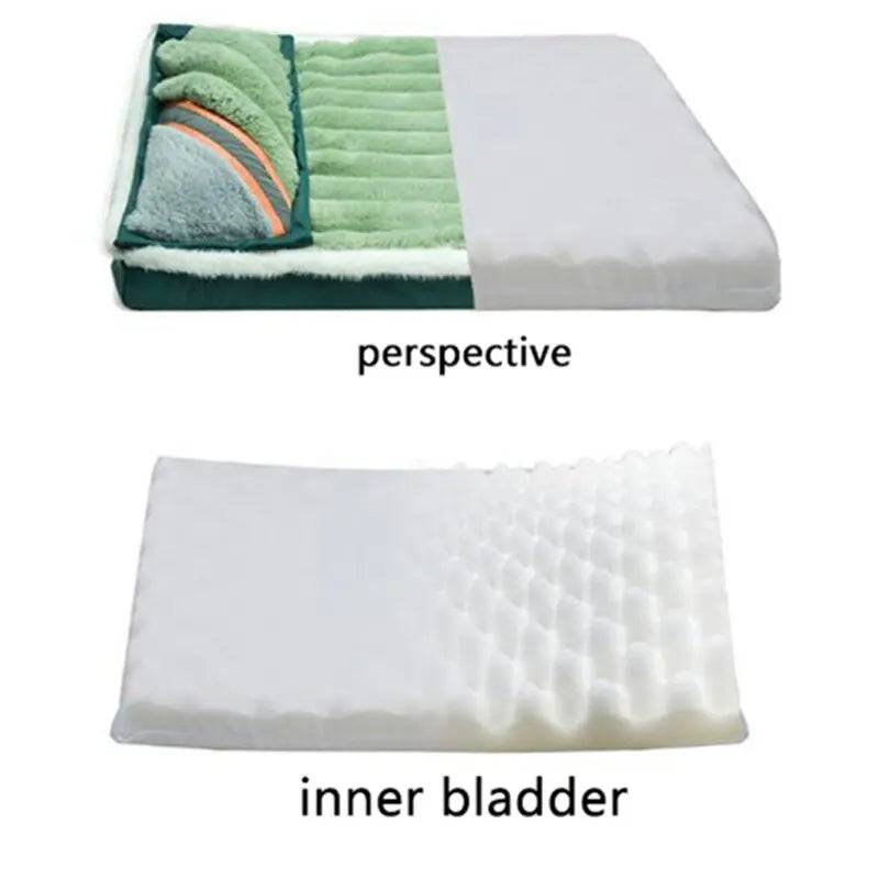 Beige Dog Sleeping Pad Bed With Pillow Soft And Comfortable Warm Removable And Machine Washable