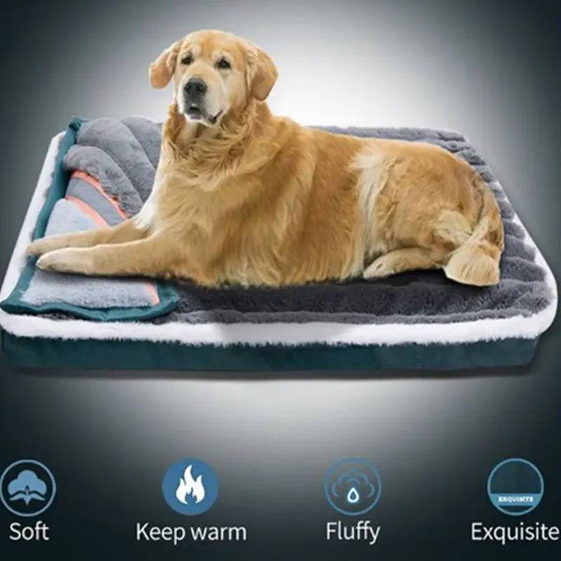 Beige Dog Sleeping Pad Bed With Pillow Soft And Comfortable Warm Removable And Machine Washable