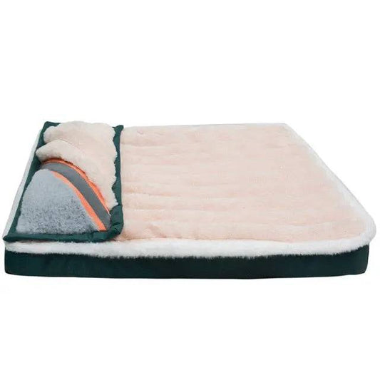 Beige Dog Sleeping Pad Bed With Pillow Soft And Comfortable Warm Removable And Machine Washable