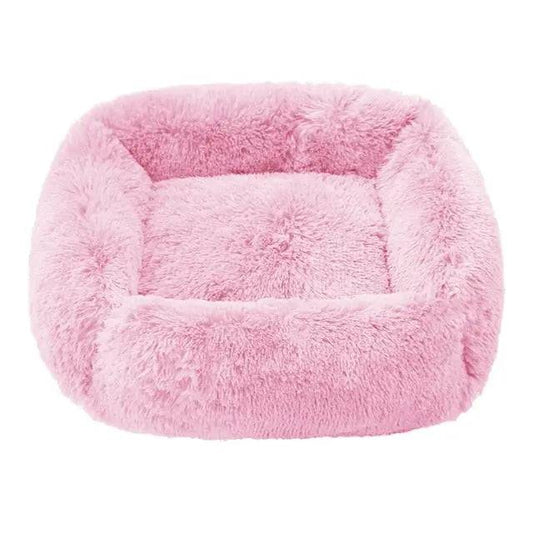 Beige Pink Fluffy Dog Sofa Bed Square Pet Beds Cat Mat Plush Dogs House Indoor Winter Warm Pet Sleeping Kennel For Small Medium Large Dogs