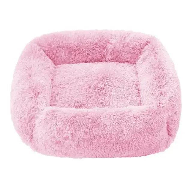 Beige Pink Fluffy Dog Sofa Bed Square Pet Beds Cat Mat Plush Dogs House Indoor Winter Warm Pet Sleeping Kennel For Small Medium Large Dogs