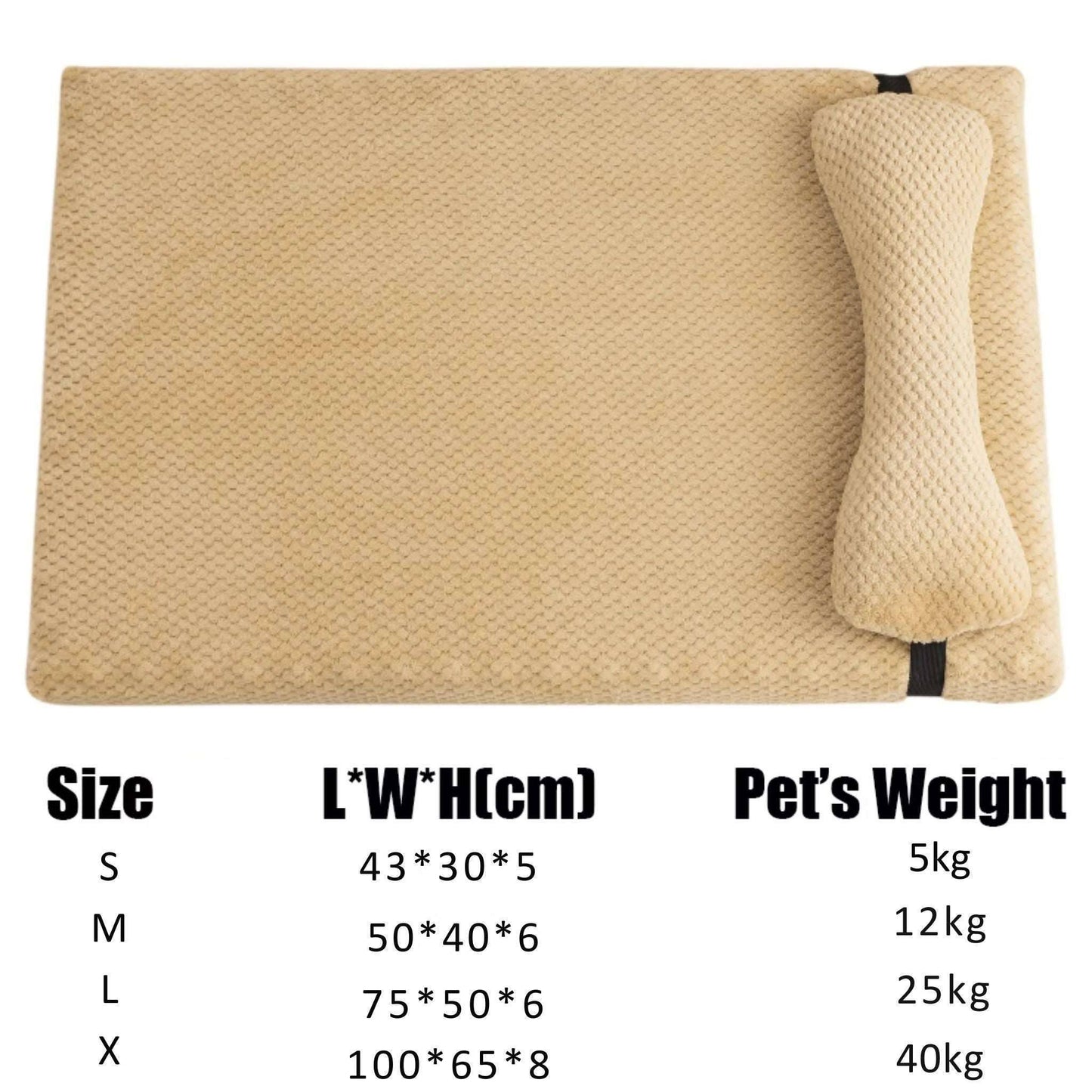 Beige Warm Calming Dog Puppy Bed Mat Pillow Fluffy Plush with Removable Washable Cover for X-Large, Large, Medium, Small Dogs