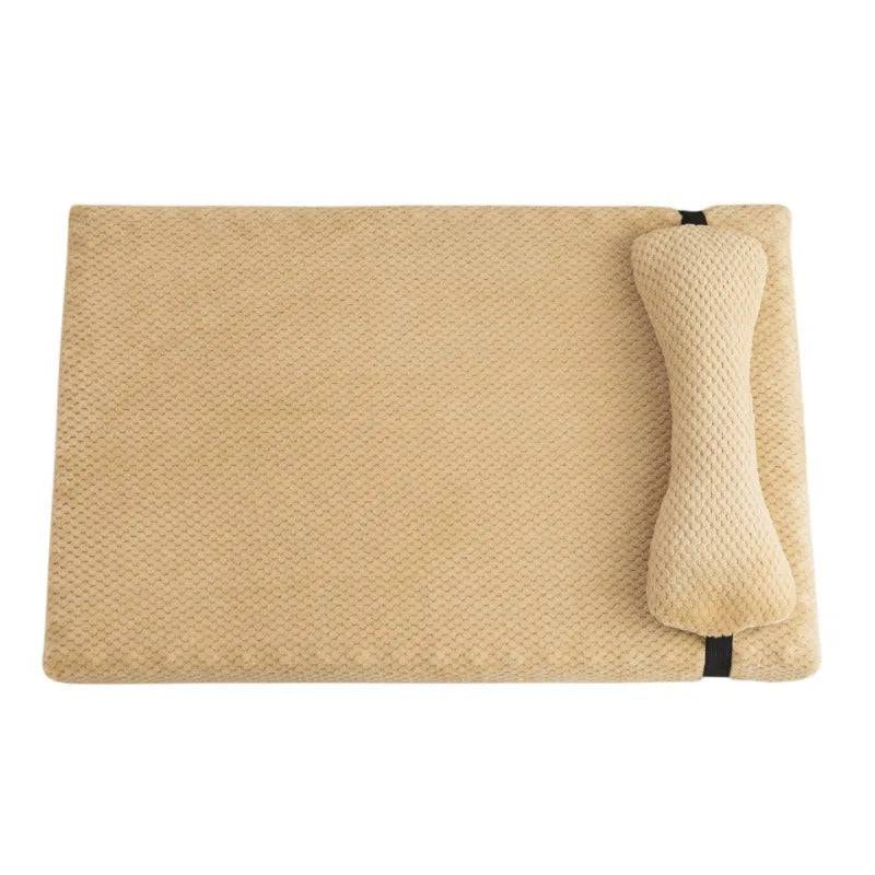 Beige Warm Calming Dog Puppy Bed Mat Pillow Fluffy Plush with Removable Washable Cover for X-Large, Large, Medium, Small Dogs
