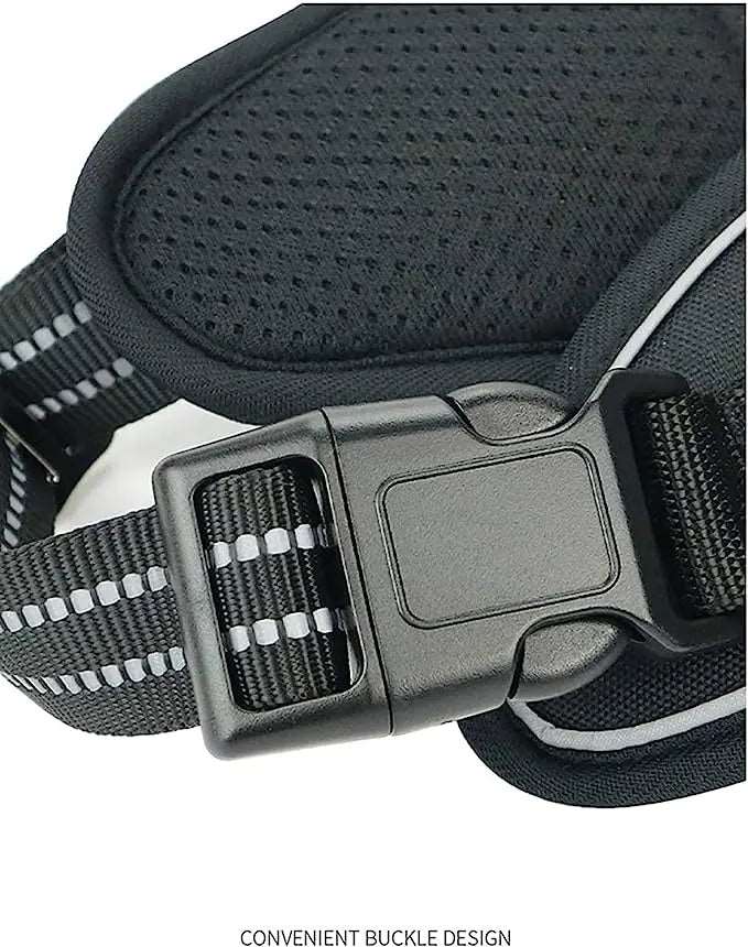 Black 1000D Oxford Cloth Reflective Pet Dog Harness Service Vest with Vertical Handle Adjustable Collars