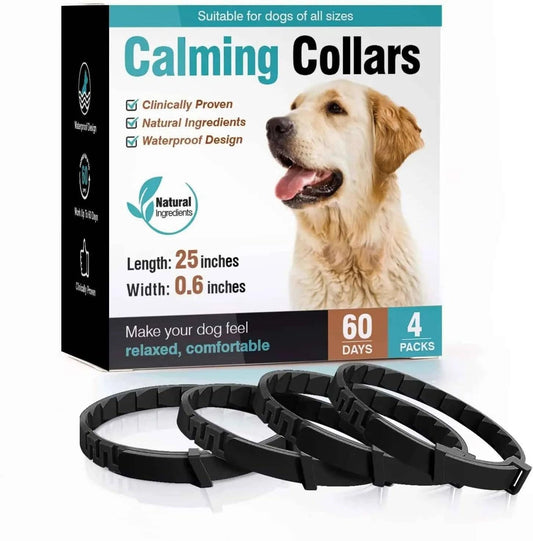 Black Dog Calming Collar 4Packs/60Days Relieve Anxiety Protection Retractable Collars Puppy