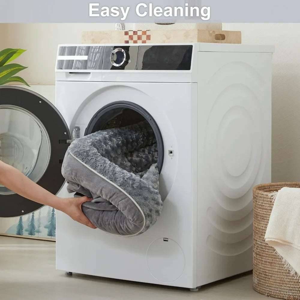 Black Extra Large Bolster Dog Bed with Waterproof Lining & Non-Skid Bottom, Washable, Orthopedic Egg Foam Couch, XL 42"x 30"x 7"