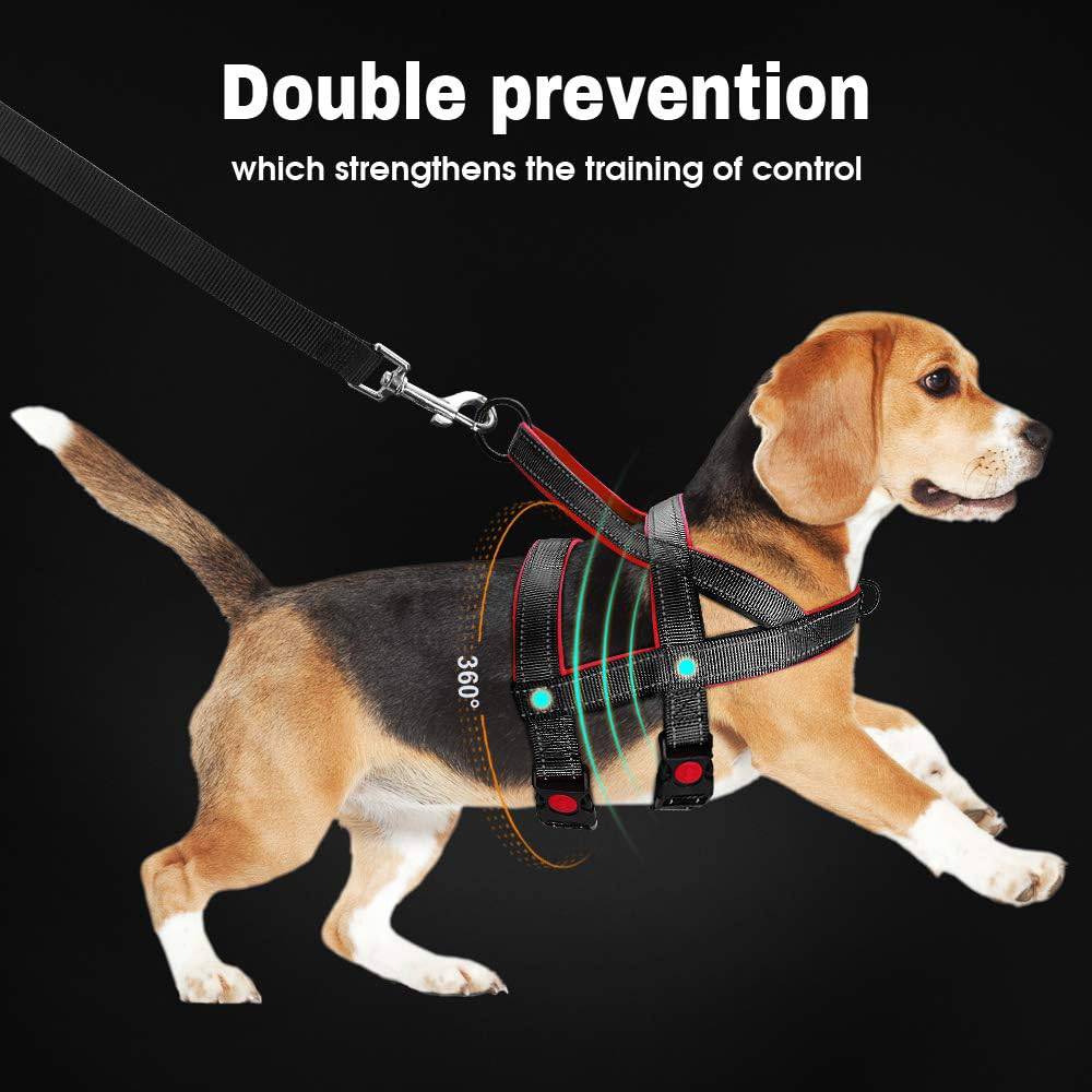 Black No Pull Nylon Dog Harness Reflective Adjustable Dog Harness Vest For Medium Large Dogs Walking Training Belt