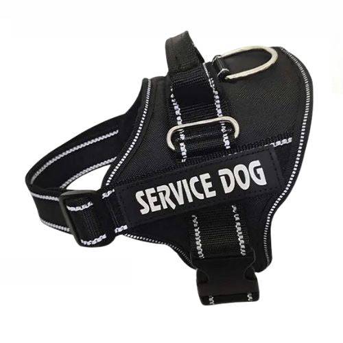 Black Nylon Reflective Dog Harness Personalized Breathable With ID Patch