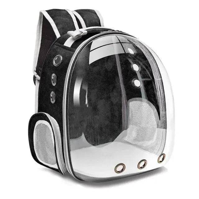 Black Pet Carrier Backpack Transparent Capsule Bubble Backpack Small Animal Puppy Kitten Breathable Carrier for Travel