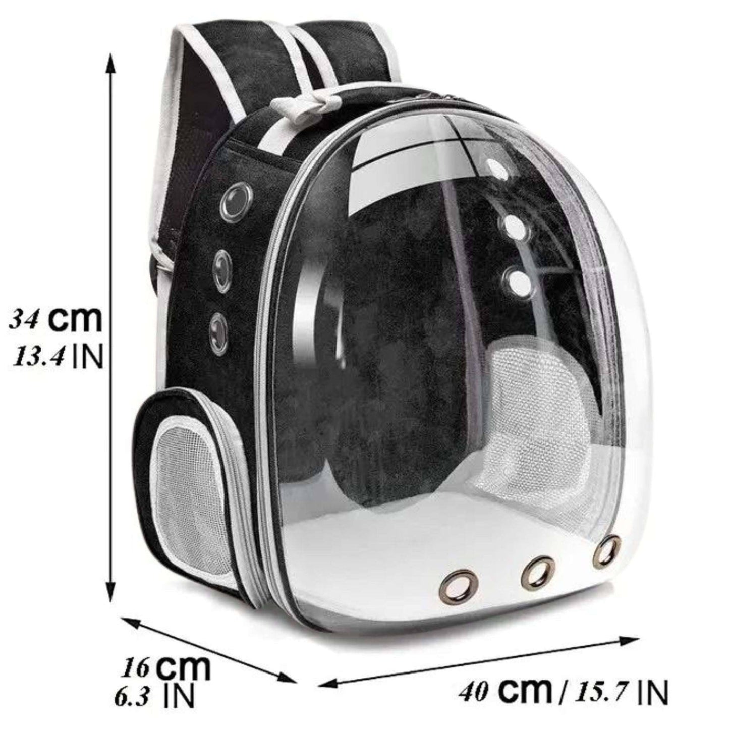 Black Pet Carrier Backpack Transparent Capsule Bubble Backpack Small Animal Puppy Kitten Breathable Carrier for Travel