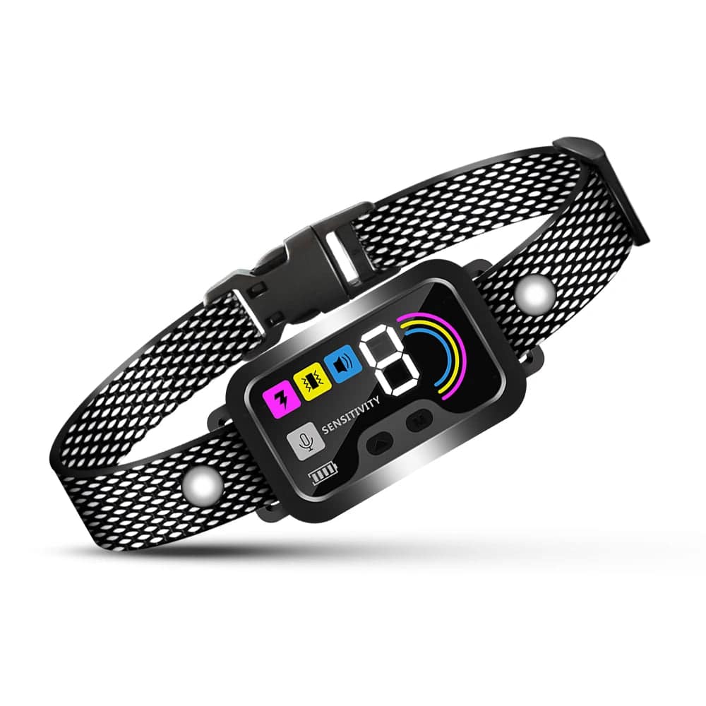 Black Smart Anti Barking Collar for Small Medium Large Breed Dogs Rechargeable Puppy Bark Collar with 4 Training Modes & 8 Adjustable Sensitivity