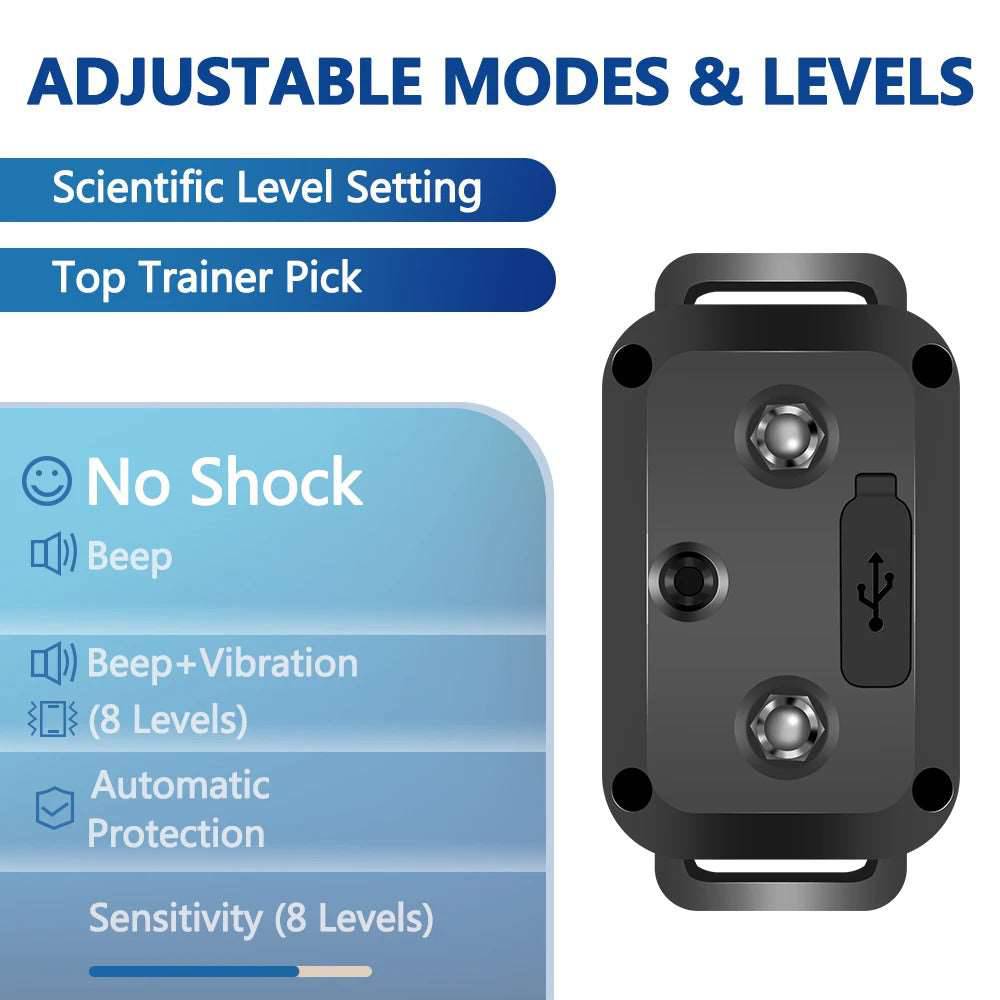 Black Smart Anti Barking Collar for Small Medium Large Breed Dogs Rechargeable Puppy Bark Collar with 4 Training Modes & 8 Adjustable Sensitivity