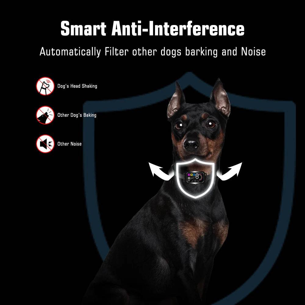 Black Smart Anti Barking Collar for Small Medium Large Breed Dogs Rechargeable Puppy Bark Collar with 4 Training Modes & 8 Adjustable Sensitivity
