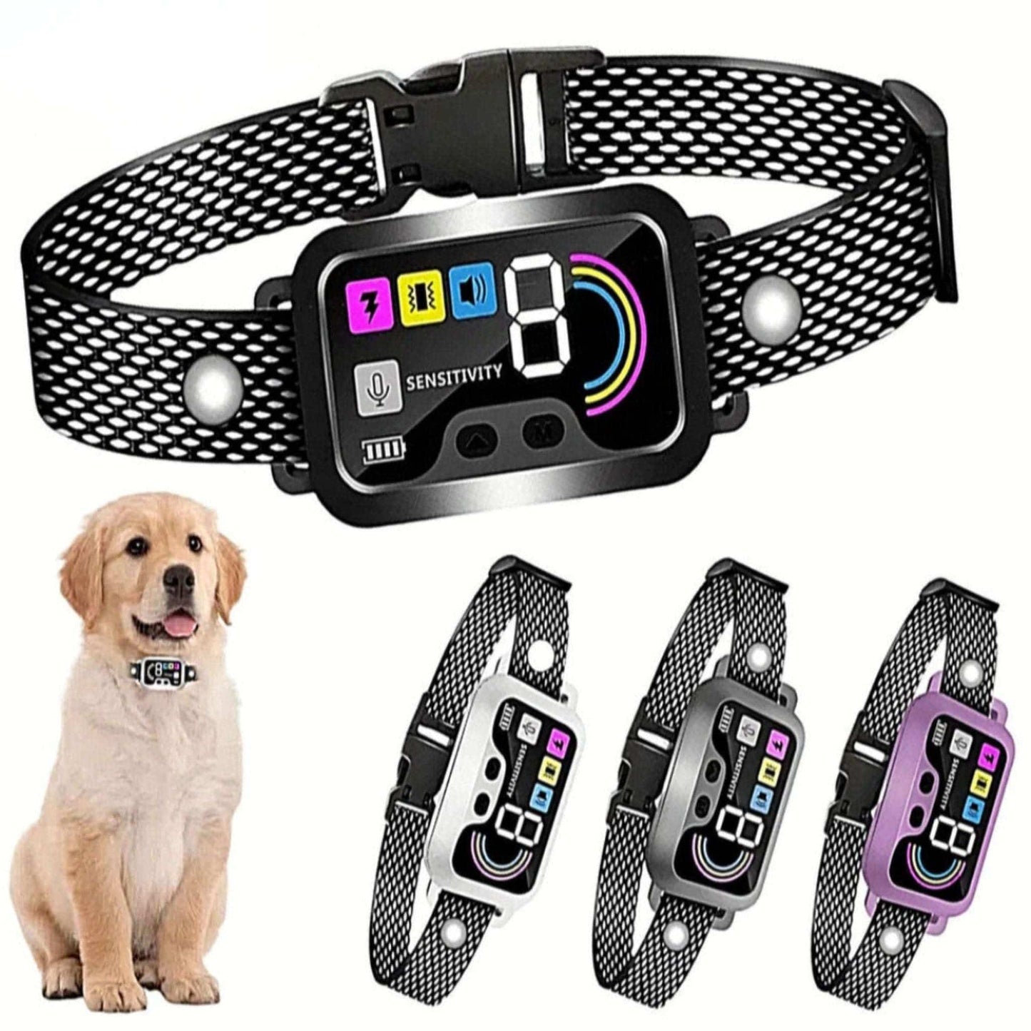 Black Smart Anti Barking Collar for Small Medium Large Breed Dogs Rechargeable Puppy Bark Collar with 4 Training Modes & 8 Adjustable Sensitivity