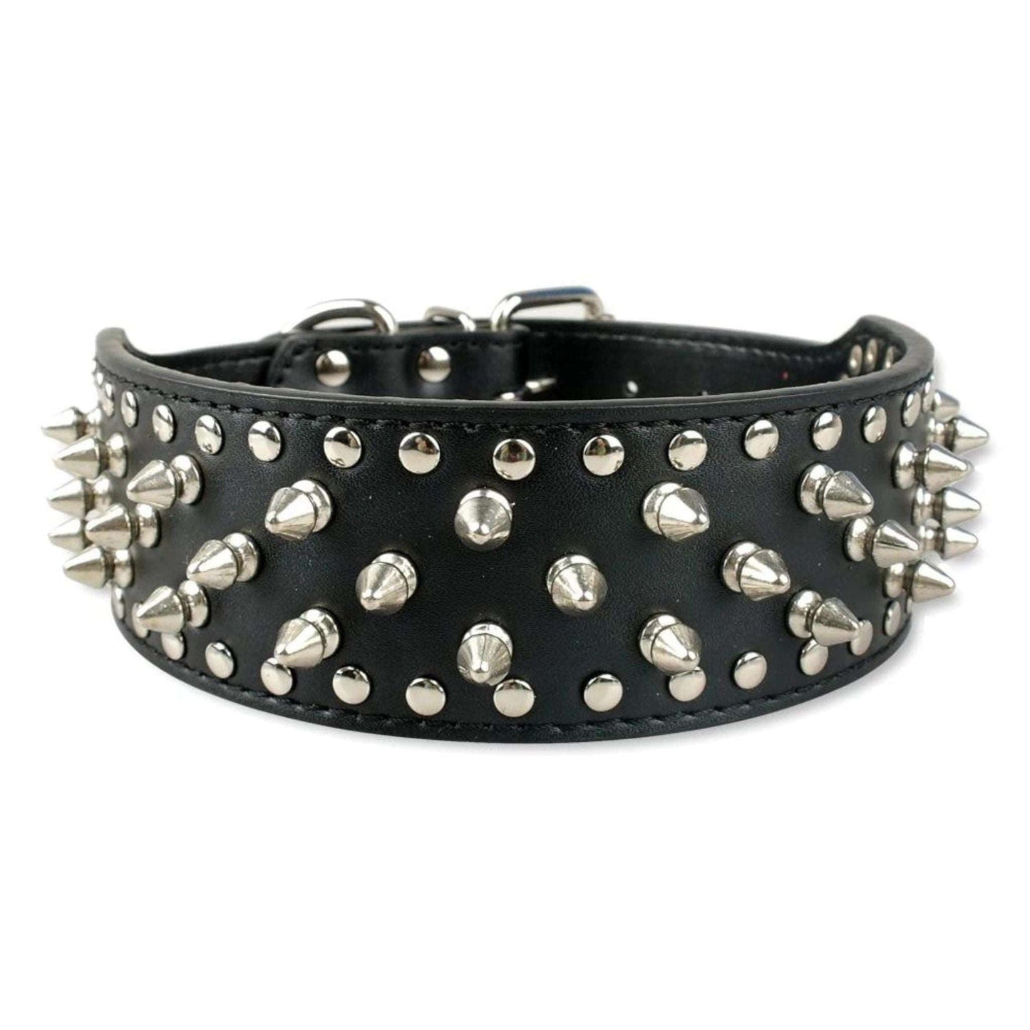 Black Spiked Studded Leather Dog Collar Adjustable Anti-Bite Puppy Neck Strap Collars For Small Medium Dogs