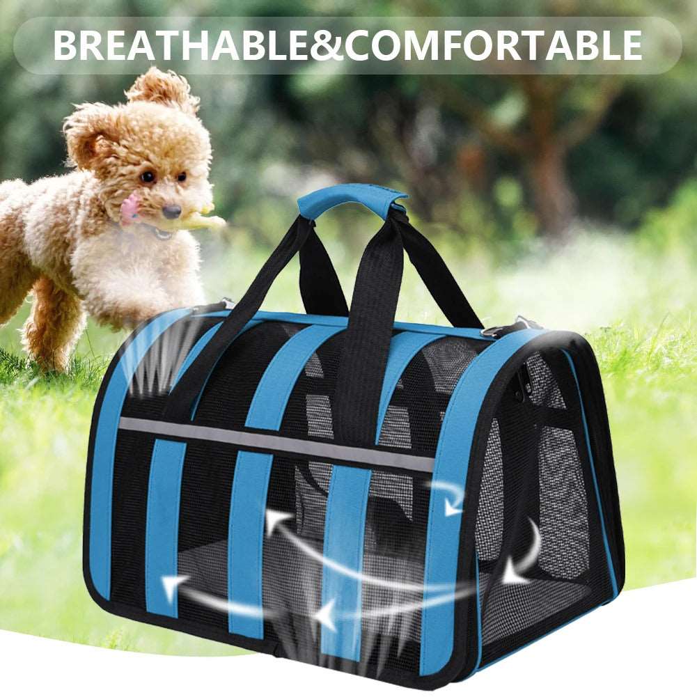 Blue Pet Carrying Bag Large Capacity Portable Breathable Shoulder Bag For Outdoor Use Suitable For All Seasons