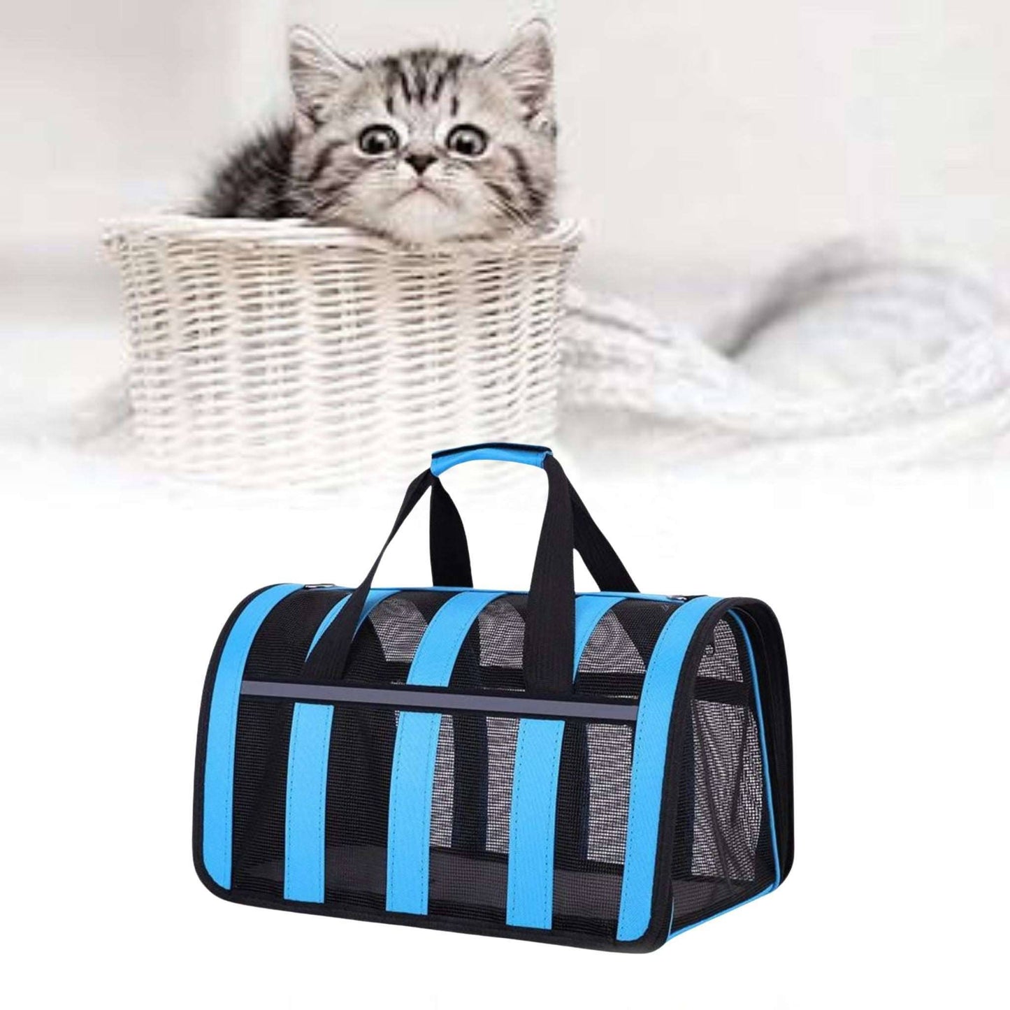 Blue Pet Carrying Bag Large Capacity Portable Breathable Shoulder Bag For Outdoor Use Suitable For All Seasons