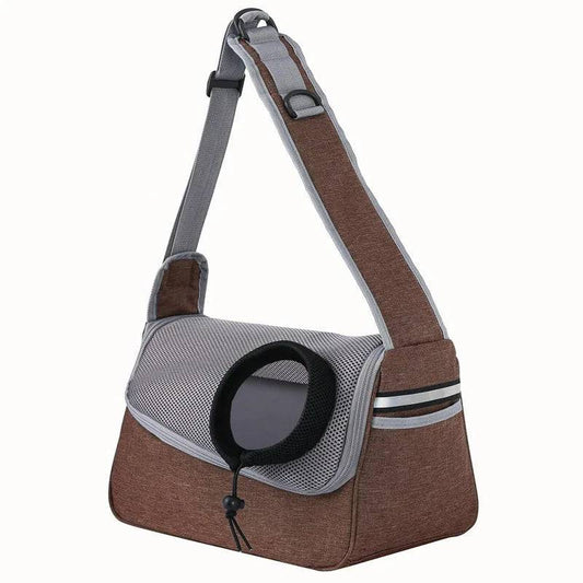 Brown Portable Bag Pet Crossbody Bag Dog Cat One Shoulder Carrier Breathable Mesh Puppy Kitten Handbag