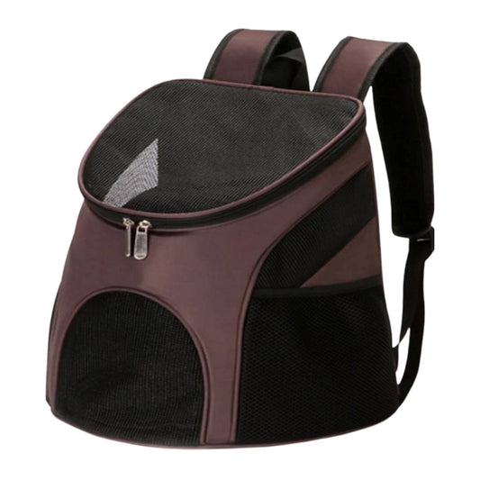 Brown Portable Foldable Mesh Pet Carrier Dog Backpack Breathable Bag Cat Large Capacity Outdoor Travel Carrier Double Shoulder Bag