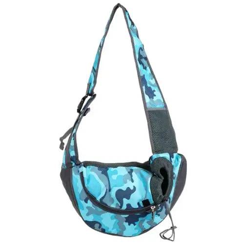 Camouflage Blue Pet Puppy Carrier Outdoor Travel Dog Shoulder Bag Mesh Oxford Single Comfort Sling Handbag Tote Pouch