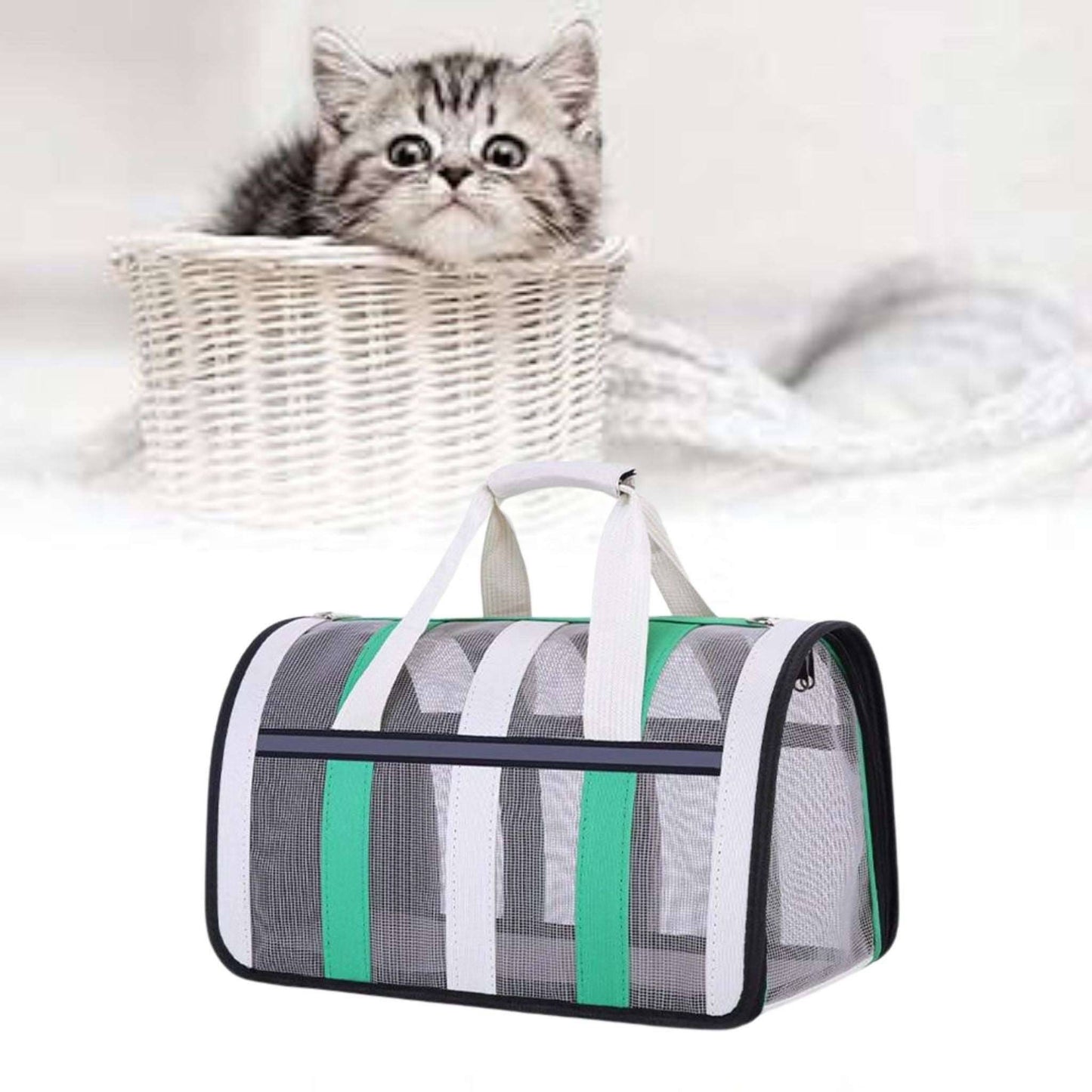 Grass Green Pet Carrying Bag Large Capacity Portable Breathable Shoulder Bag For Outdoor Use Suitable For All Seasons