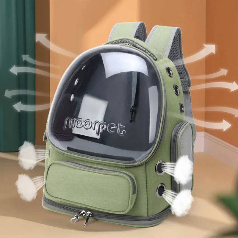 Khaki Pet Backpack Astronaut Transparent Carrying Bag For Cat Puppy Breathable Kitten Outdoor Bags Space Capsule Package