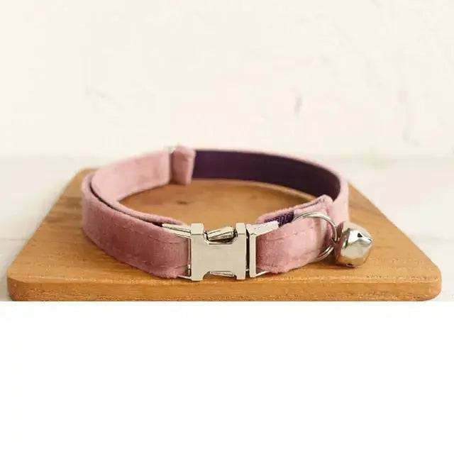 Light Pink Cat Small Dog Collar with Bell Personalized Engraving ID Tag Nameplate Kitten Collars Necklace Small Dogs Puppy Bulldog Chihuahua Yorshire