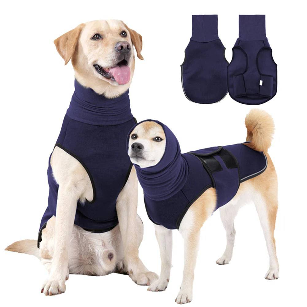 Navy Blue Dog Anti-Anxiety Vest Calming Jacket with Hoodie