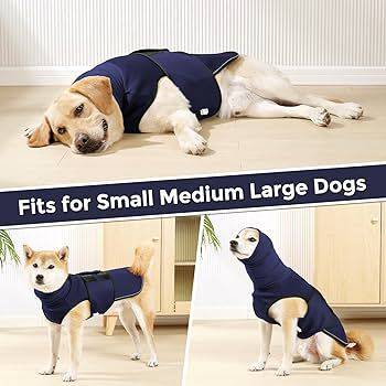 Navy Blue Dog Anti-Anxiety Vest Calming Jacket with Hoodie