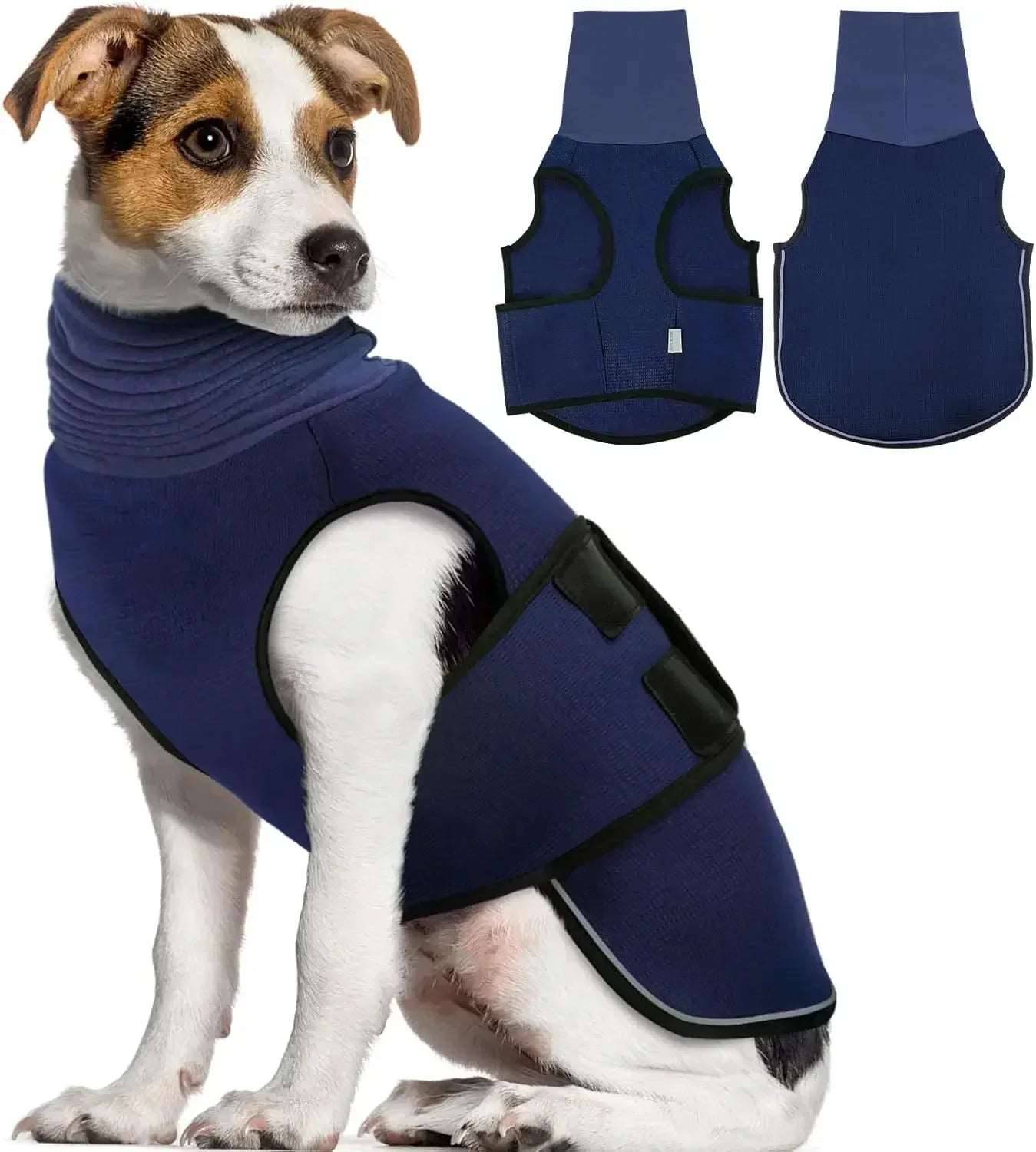 Navy Blue Dog Anti-Anxiety Vest Calming Jacket with Hoodie