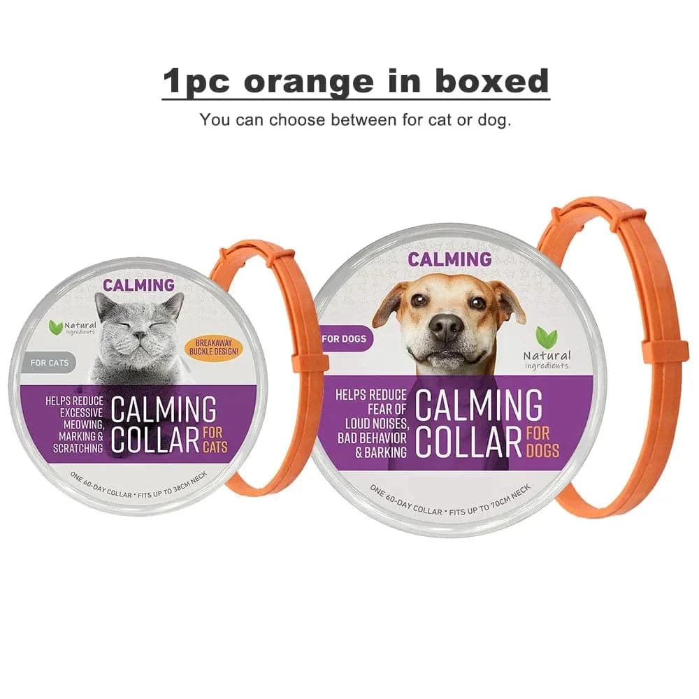Orange Safe Dog Calming Collar 1Pack/60Days Adjustable Anxiety Reduction Pheromone Lasting Natural Calm Pet Collar Boxed OPP Bag
