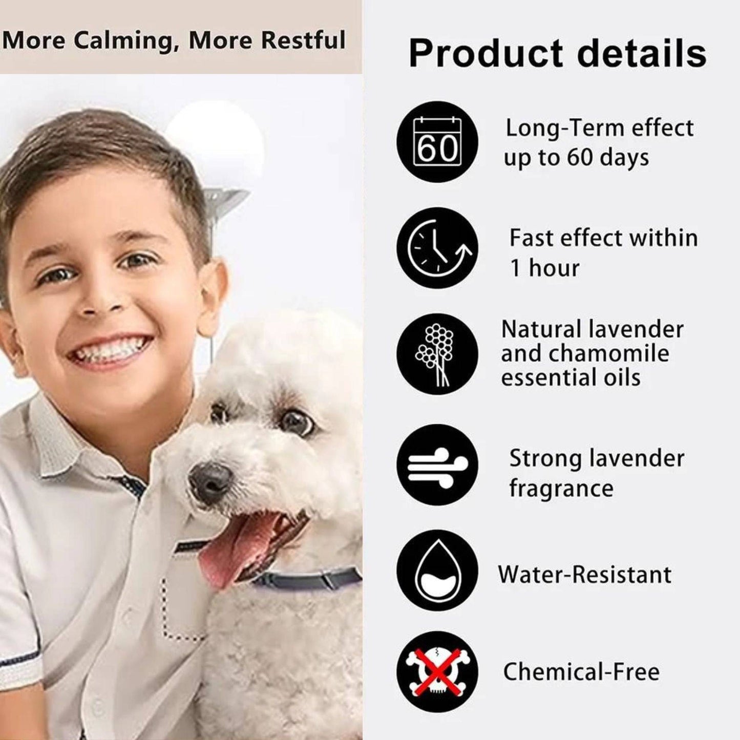 Orange Safe Dog Calming Collar 1Pack/60Days Adjustable Anxiety Reduction Pheromone Lasting Natural Calm Pet Collar Boxed OPP Bag