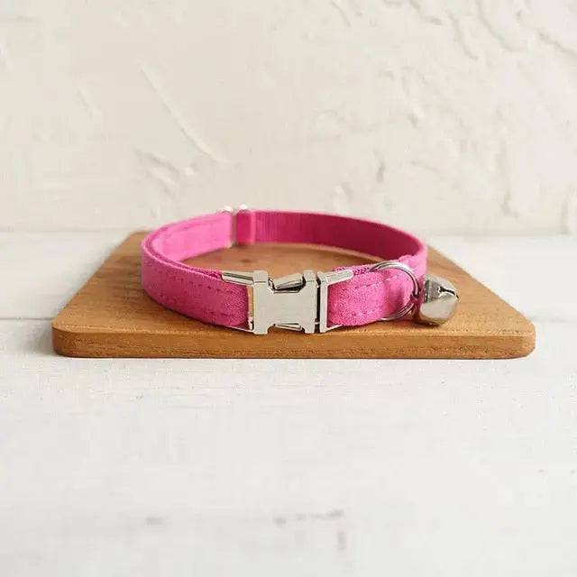 Pink Cat Small Dog Collar with Bell Personalized Engraving ID Tag Nameplate Kitten Collars Necklace Small Dogs Puppy Bulldog Chihuahua Yorshire