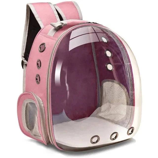 Pink Pet Carrier Backpack Transparent Capsule Bubble Backpack Small Animal Puppy Kitten Breathable Carrier for Travel