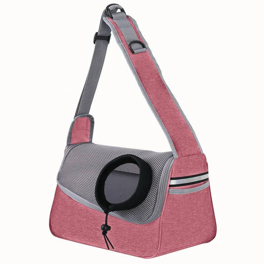 Pink Portable Bag Pet Crossbody Bag Dog Cat One Shoulder Carrier Breathable Mesh Puppy Kitten Handbag