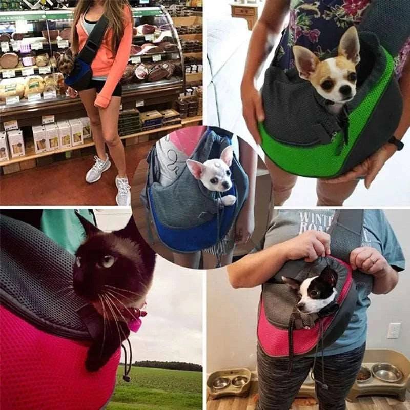 Red Carrier Outdoor Travel Dog Puppy Cat Kitten Shoulder Bag Mesh Oxford Single Comfort Sling Handbag Tote Pouch