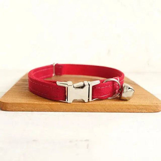Red Cat Small Dog Collar with Bell Personalized Engraving ID Tag Nameplate Kitten Collars Necklace Small Dogs Puppy Bulldog Chihuahua Yorshire